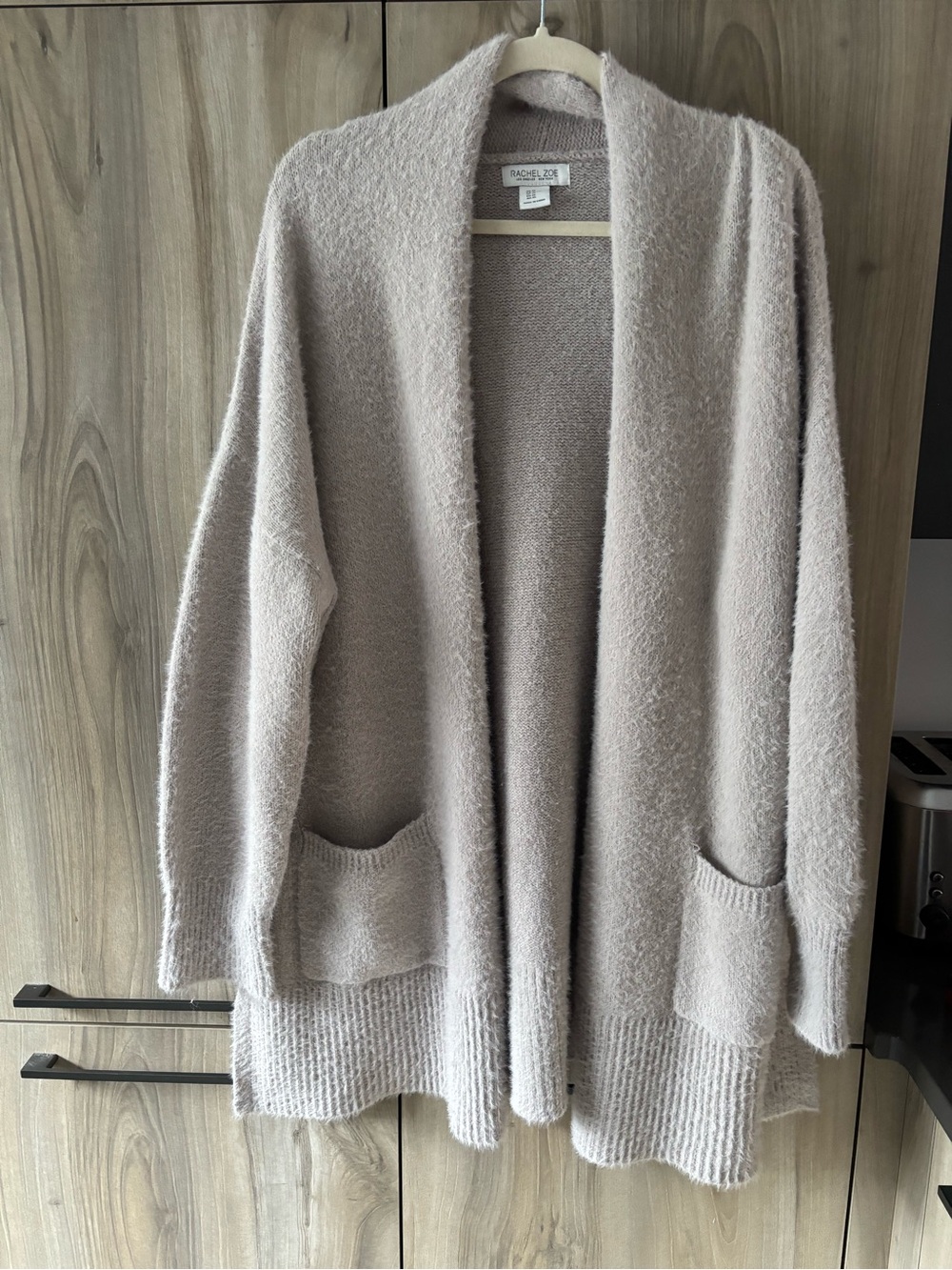 Rachel Zoe XL Long Open Front Cardigan Gray Cozy Minimalist Quiet Luxury Soft - Picture 2 of 11